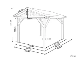 Hot Beliani Gazebo SECCHIA Legno di abete 296 cm 350 cm Marrone/Grigio Grigio Marrone