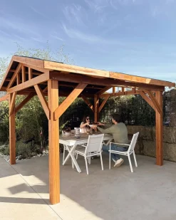 Hot Beliani Gazebo SECCHIA Legno di abete 296 cm 350 cm Marrone/Grigio Grigio Marrone
