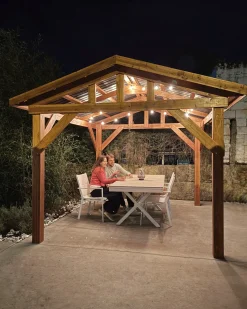 Hot Beliani Gazebo SECCHIA Legno di abete 296 cm 350 cm Marrone/Grigio Grigio Marrone