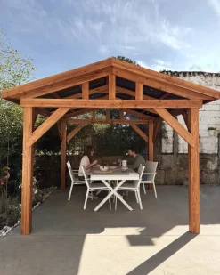 Hot Beliani Gazebo SECCHIA Legno di abete 296 cm 350 cm Marrone/Grigio Grigio Marrone