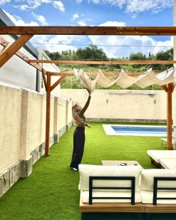 Hot Beliani Gazebo VILLAROSA Legno di abete 320 cm 380 cm Marrone/Beige Beige Marrone
