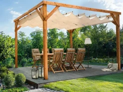 Hot Beliani Gazebo VILLAROSA Legno di abete 320 cm 380 cm Marrone/Beige Beige Marrone