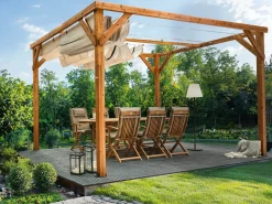 Hot Beliani Gazebo VILLAROSA Legno di abete 320 cm 380 cm Marrone/Beige Beige Marrone