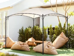 Online Beliani Gazebo VOMERO Metallo 305 cm 305 cm Beige Beige Nero