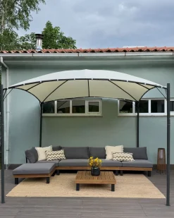 Online Beliani Gazebo VOMERO Metallo 305 cm 305 cm Beige Beige Nero