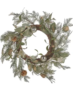 Outlet Beliani Ghirlanda di Natale HOVILA Oro 45 cm Oro Verde