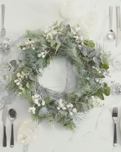 Online Beliani Ghirlanda di Natale JURMU Verde 54 cm Argento Bianco Verde