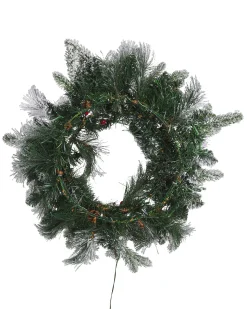 Online Beliani Ghirlanda natalizia innevata LED WHITEHORN Bianco 55 cm Bianco Verde