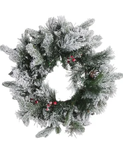 Online Beliani Ghirlanda natalizia innevata LED WHITEHORN Bianco 55 cm Bianco Verde