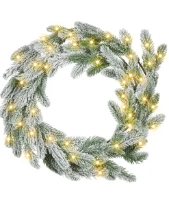 Beliani Ghirlanda natalizia innevata LED ALBINI 45 cm Verde