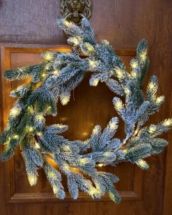 Beliani Ghirlanda natalizia innevata LED ALBINI 45 cm Verde