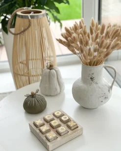 Clearance Beliani Gioco del Tris ASJUT Legno di mango Beige