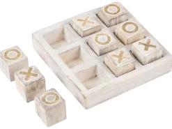 Clearance Beliani Gioco del Tris ASJUT Legno di mango Beige