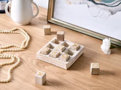 Clearance Beliani Gioco del Tris ASJUT Legno di mango Beige