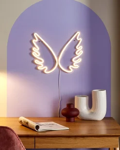 Clearance Beliani Insegna al neon a LED Ali d'angelo GABRIEL Bianco