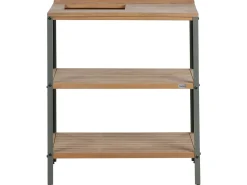 Beliani Isola per cucina esterna con lavello IVREA Legno di acacia certificato Marrone/Argento Marrone Argento Grigio