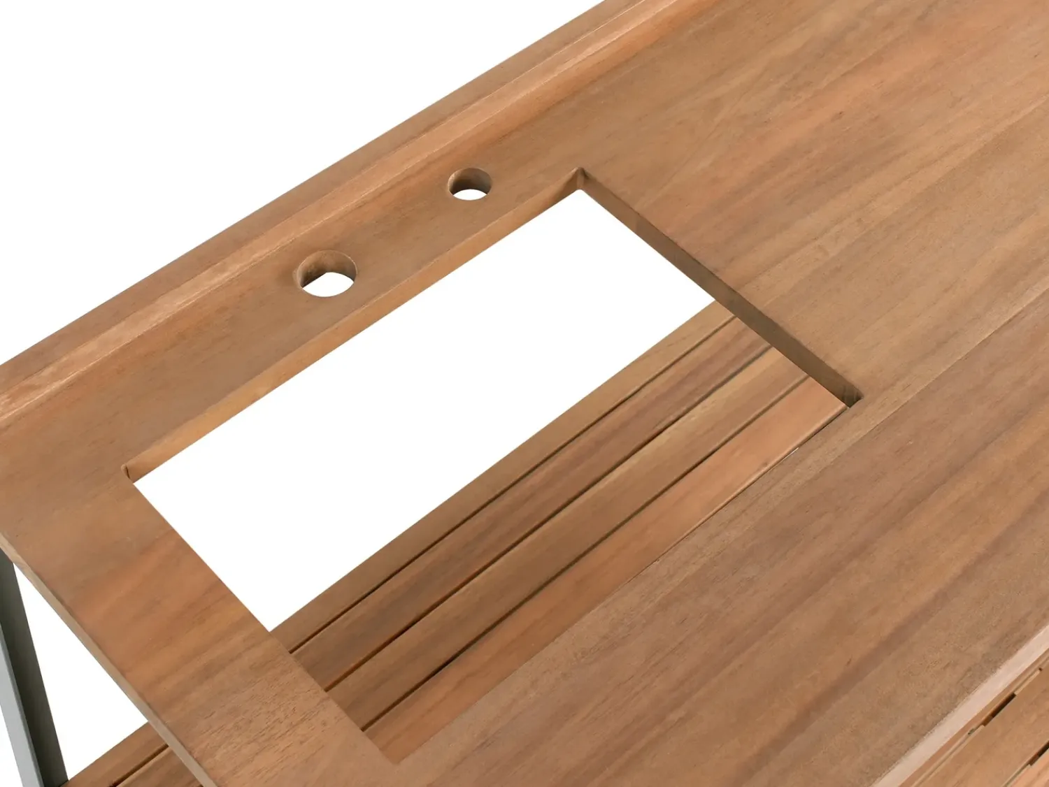 New Beliani Isola per cucina esterna con lavello IVREA Legno di acacia certificato Marrone/Nero Marrone Grigio Nero