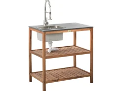 Online Beliani BRUCOLI Legno d'acacia Marrone/Argento Marrone Argento Grigio