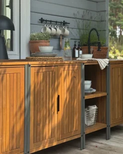 Clearance Beliani Isola per cucina esterna IVREA Legno di acacia certificato Marrone Marrone Grigio