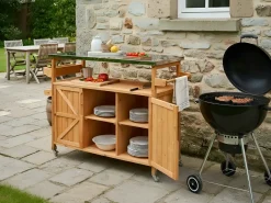 Hot Beliani Isola per cucina esterna SCANNO Legno di abete chiaro Marrone