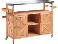Hot Beliani Isola per cucina esterna SCANNO Legno di abete chiaro Marrone