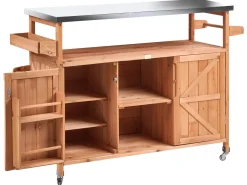 Hot Beliani Isola per cucina esterna SCANNO Legno di abete chiaro Marrone