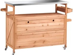 Hot Beliani Isola per cucina esterna SCANNO Legno di abete chiaro Marrone