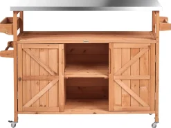 Hot Beliani Isola per cucina esterna SCANNO Legno di abete chiaro Marrone