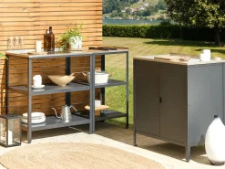 Hot Beliani Isola per cucina esterna VILAMA Metallo Nero Argento Nero