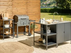 Hot Beliani Isola per cucina esterna VILAMA Metallo Nero Argento Nero