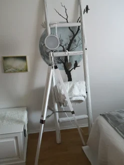 Outlet Beliani Lampada da pavimento ALZETTE Legno di pino Bianco Bianco Argento
