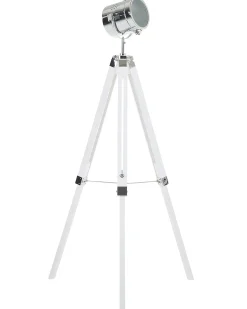 Outlet Beliani Lampada da pavimento ALZETTE Legno di pino Bianco Bianco Argento