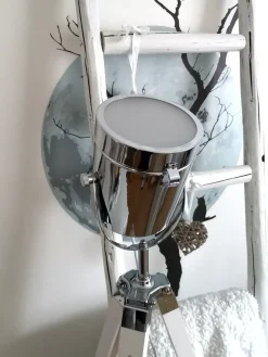 Outlet Beliani Lampada da pavimento ALZETTE Legno di pino Bianco Bianco Argento