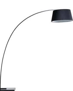 Sale Beliani Lampada da pavimento BENUE Metallo Nero Bianco Nero