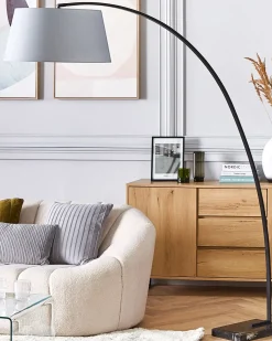 Best Beliani Lampada da pavimento BENUE Metallo Grigio Bianco Grigio Nero