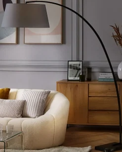 Best Beliani Lampada da pavimento BENUE Metallo Grigio Bianco Grigio Nero