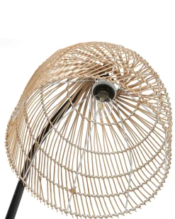 New Beliani Lampada da pavimento BERNICA Rattan Naturale Marrone Nero