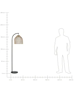 New Beliani Lampada da pavimento BERNICA Rattan Naturale Marrone Nero