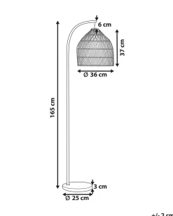 New Beliani Lampada da pavimento BERNICA Rattan Naturale Marrone Nero