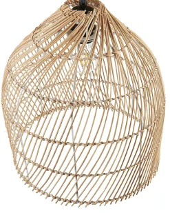 New Beliani Lampada da pavimento BERNICA Rattan Naturale Marrone Nero