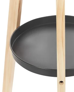 New Beliani Lampada da pavimento BLUFF Legno di pino Bianco Bianco Marrone Nero