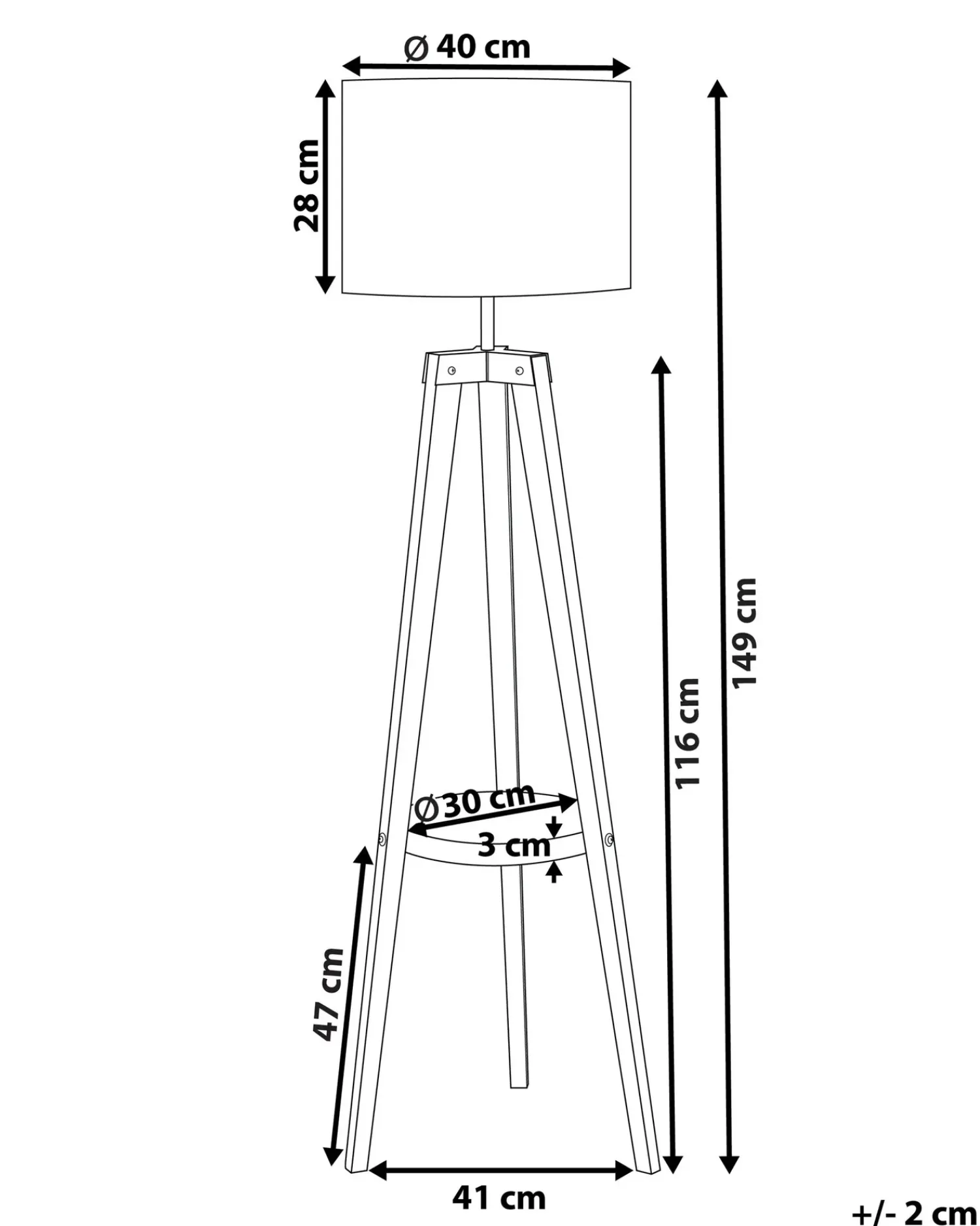 New Beliani Lampada da pavimento BLUFF Legno di pino Bianco Bianco Marrone Nero