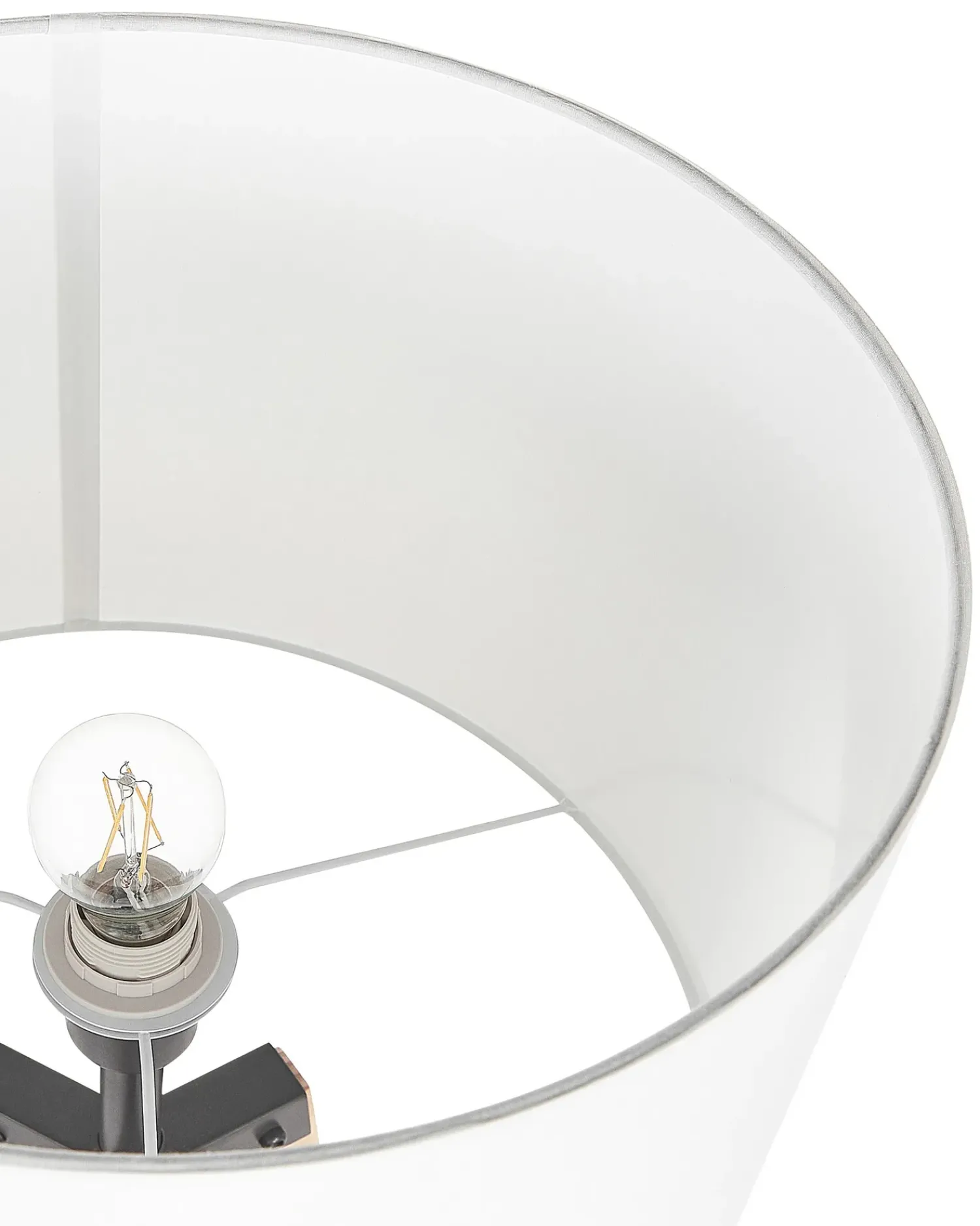 New Beliani Lampada da pavimento BLUFF Legno di pino Bianco Bianco Marrone Nero