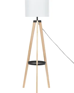 New Beliani Lampada da pavimento BLUFF Legno di pino Bianco Bianco Marrone Nero
