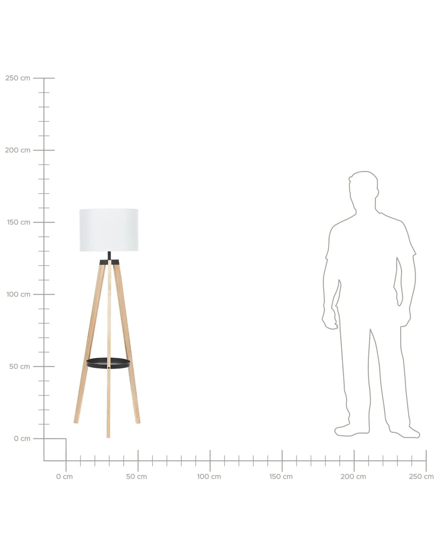 New Beliani Lampada da pavimento BLUFF Legno di pino Bianco Bianco Marrone Nero