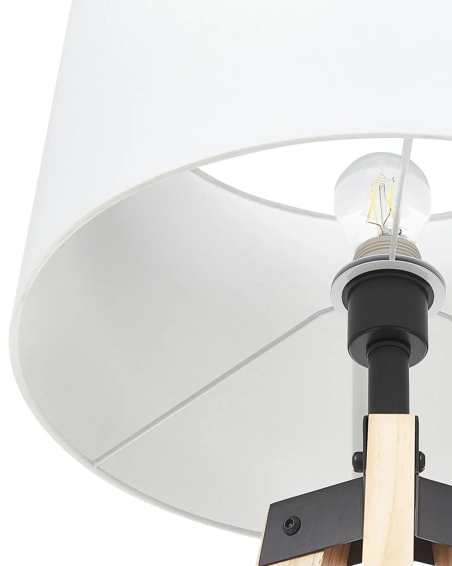 New Beliani Lampada da pavimento BLUFF Legno di pino Bianco Bianco Marrone Nero