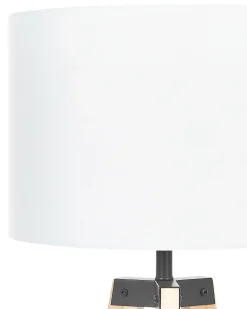 New Beliani Lampada da pavimento BLUFF Legno di pino Bianco Bianco Marrone Nero