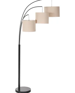 Beliani Lampada da pavimento CARONI Lino Beige Beige Nero