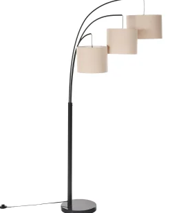 Beliani Lampada da pavimento CARONI Lino Beige Beige Nero