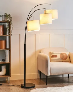 Beliani Lampada da pavimento CARONI Lino Beige Beige Nero